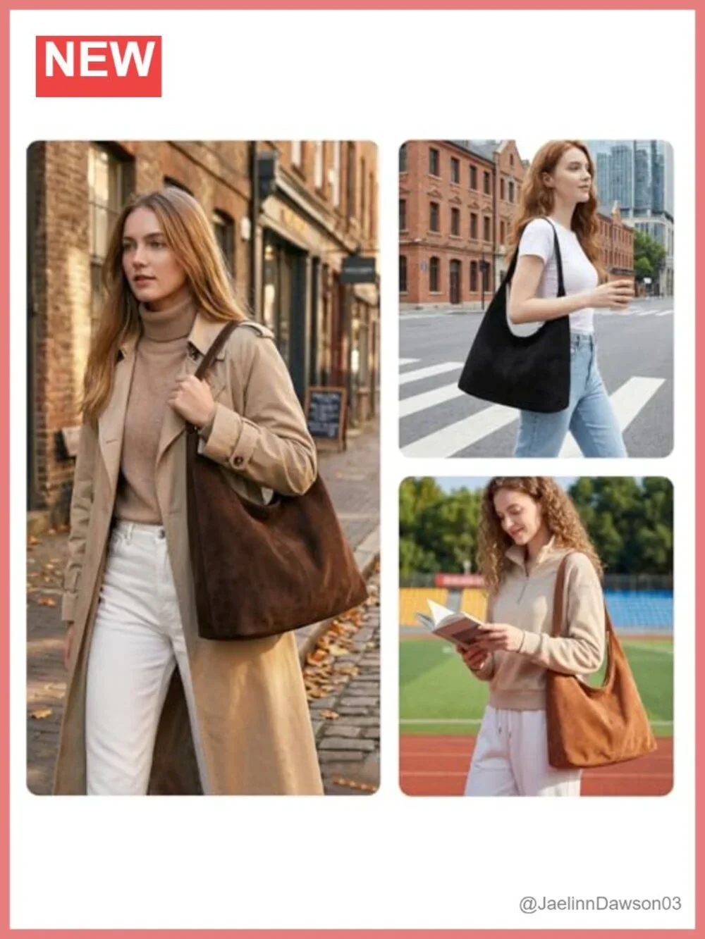 Women's Slouchy Suede Hobo Bag Large Faux Suede Shoulder Tote Purse Work Travel
